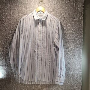 Ted Baker Shirt Mens Size 6 Button Down Long Sleeve Shirt Blue, White Cotton